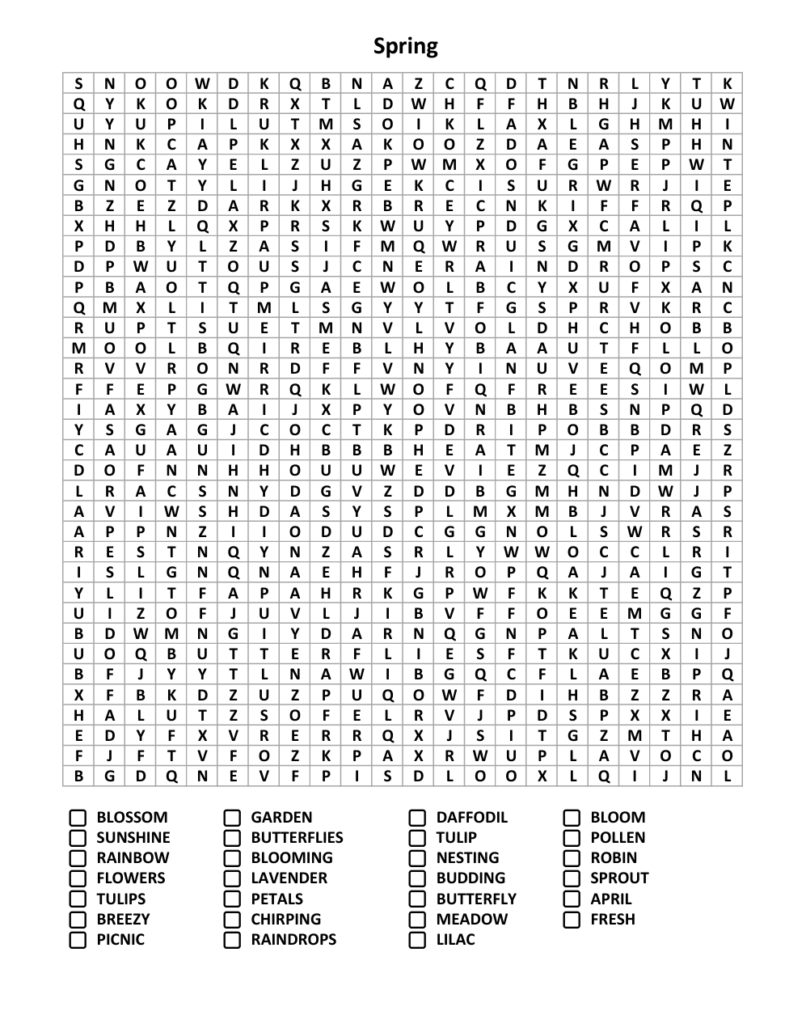 Free Word Search Printable April 10th
