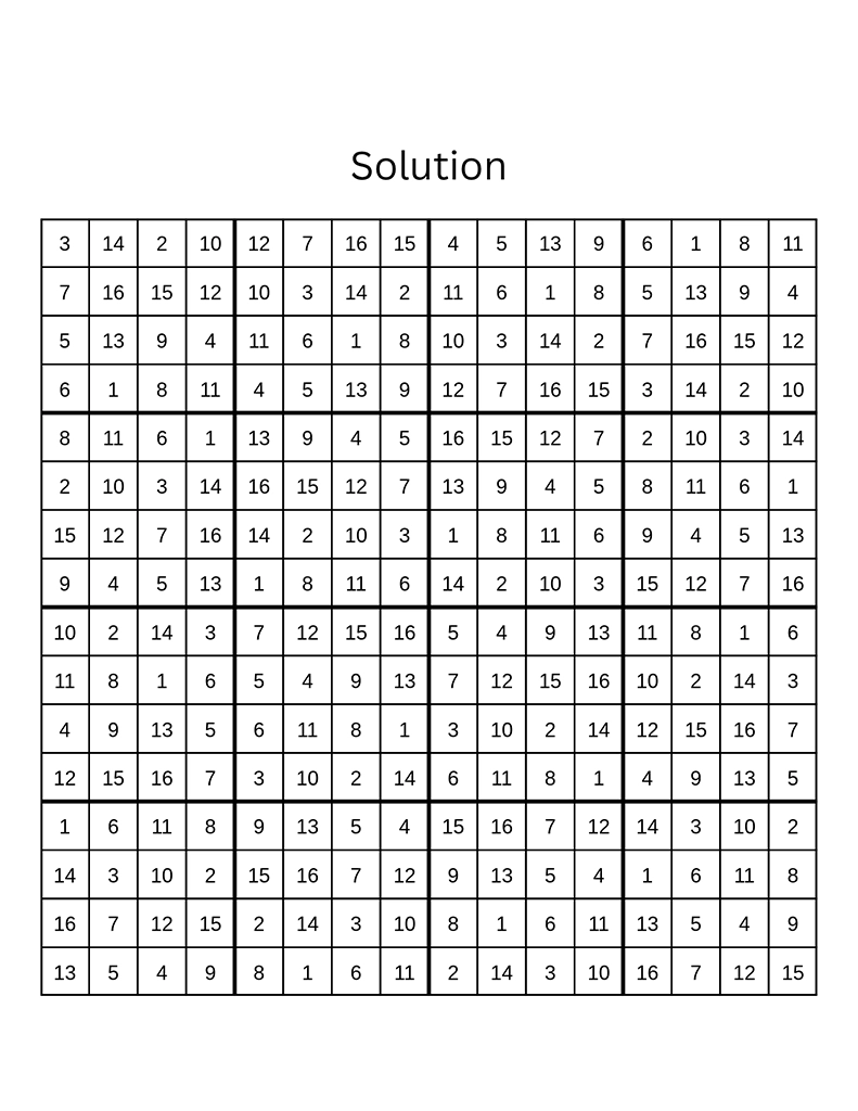 Sudoku Printable Jungle Adventure Solution