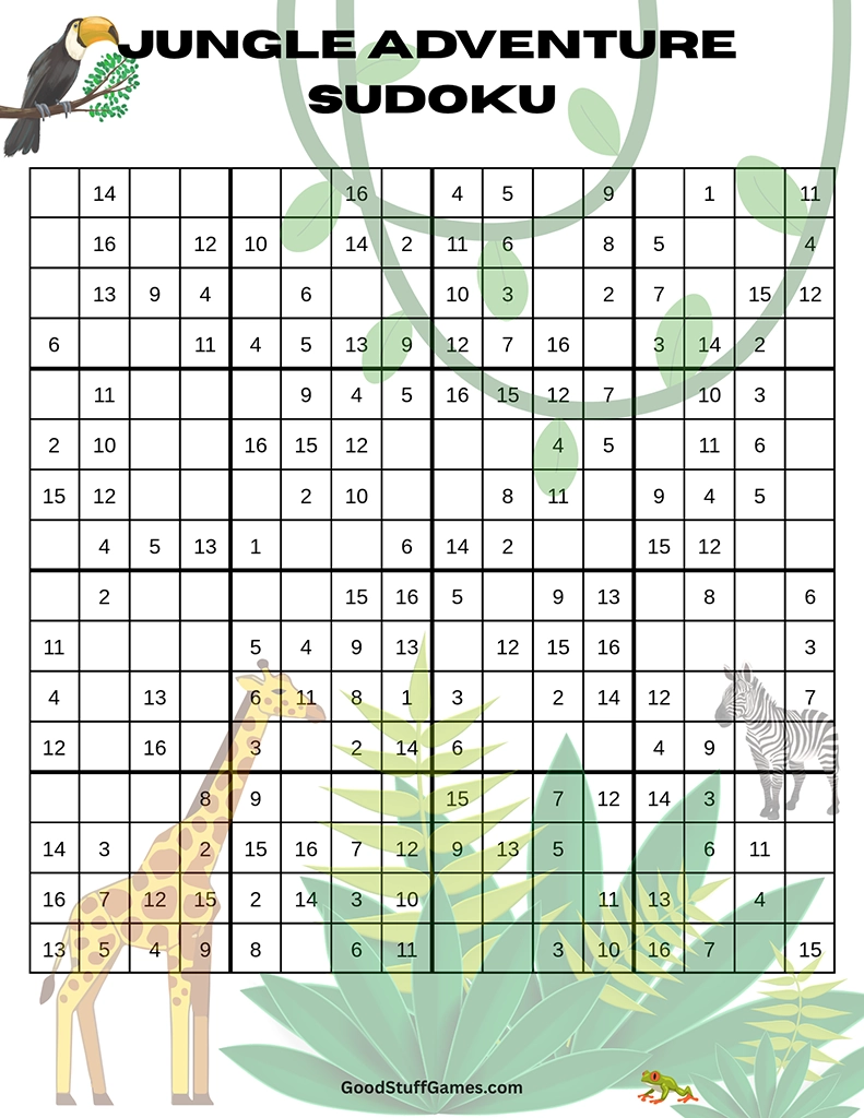 Sudoku Printable Jungle Adventure