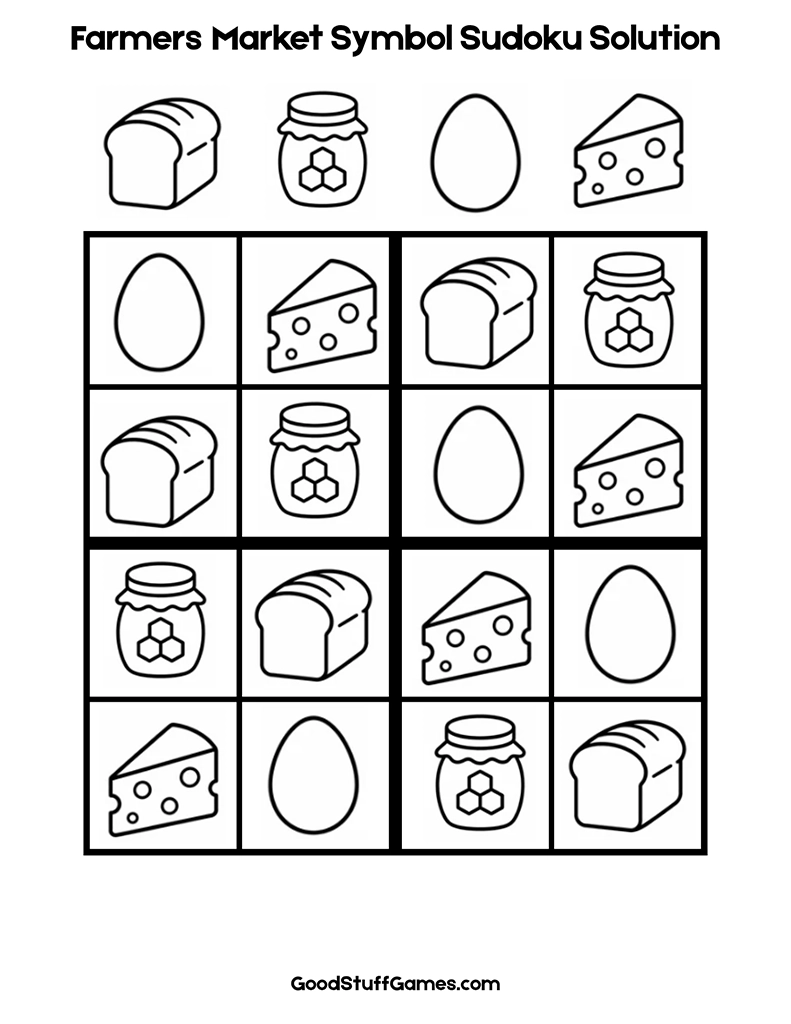 Farmers Market Symbol Sudoku Solution