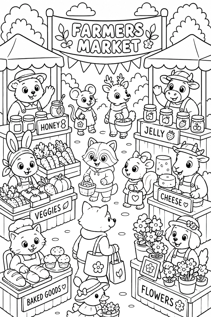 Farmers Market Coloring Page