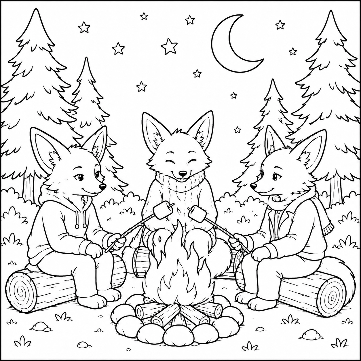 Campfire Nights Coloring Page