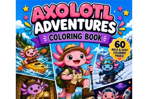 Axolotl Coloring Book Review: Axolotl Adventures With 60 Bold and Easy Designs