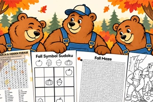 Free Fall Printables: Word Search, Symbol Sudoku, Maze and Coloring Page