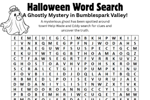 Free Printable Halloween Word Search – A Ghostly Mystery in Bumblespark Valley!
