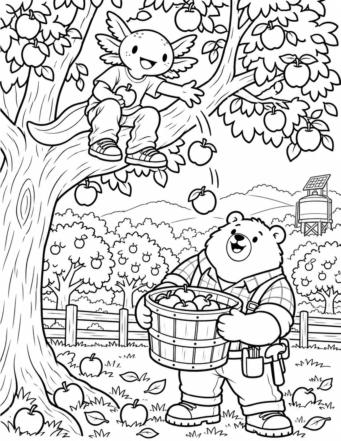 Apple Picking Coloring Page