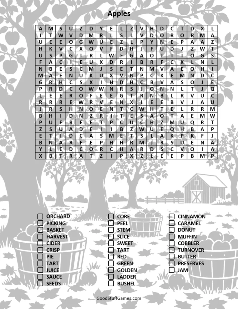 Apples Word Search