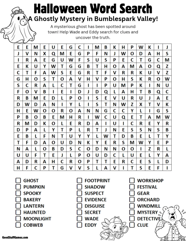 Free Printable Halloween Word Search
